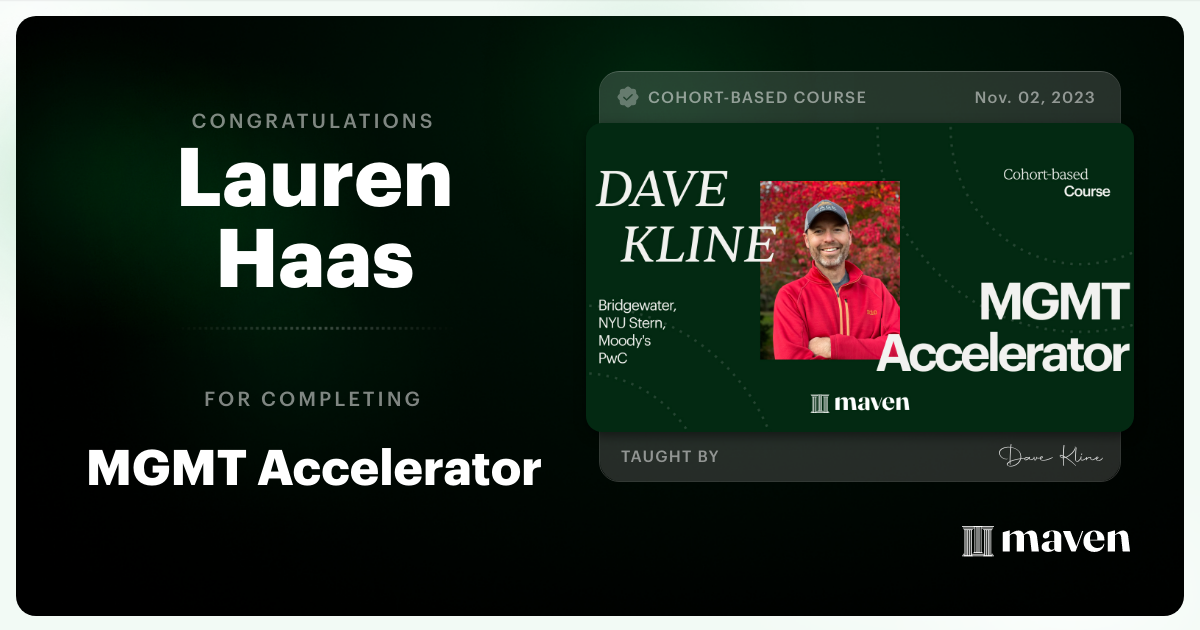 Certificate of Completion for MGMT Accelerator: AI-Enhanced Leadership