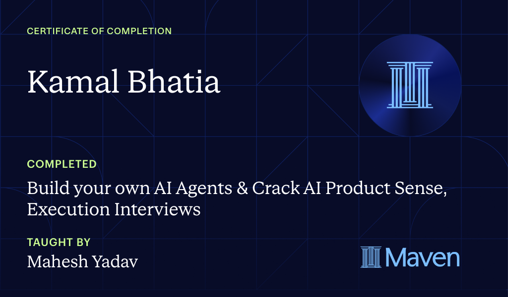 Certificate for Acing AI PM Interviews while Building Claws & Mastering Claude Code Skills