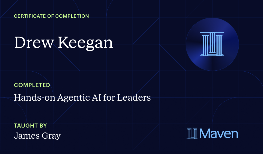 Certificate for Hands-on Agentic AI for Leaders