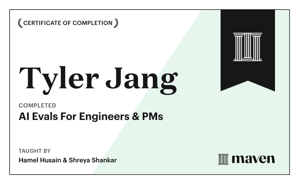 Certificate for AI Evals For Engineers & PMs