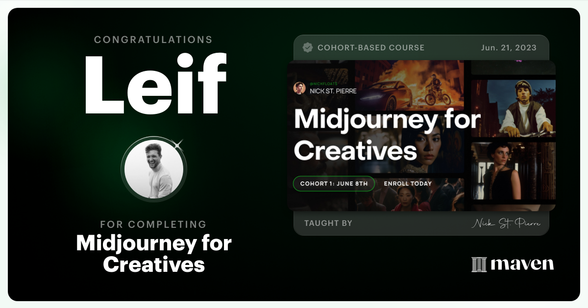 Certificate of Completion for Midjourney for Creatives