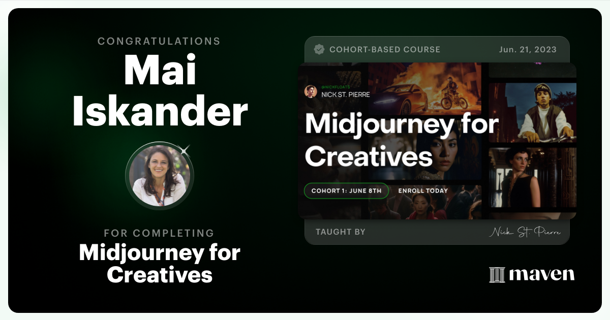 Certificate of Completion for Midjourney for Creatives