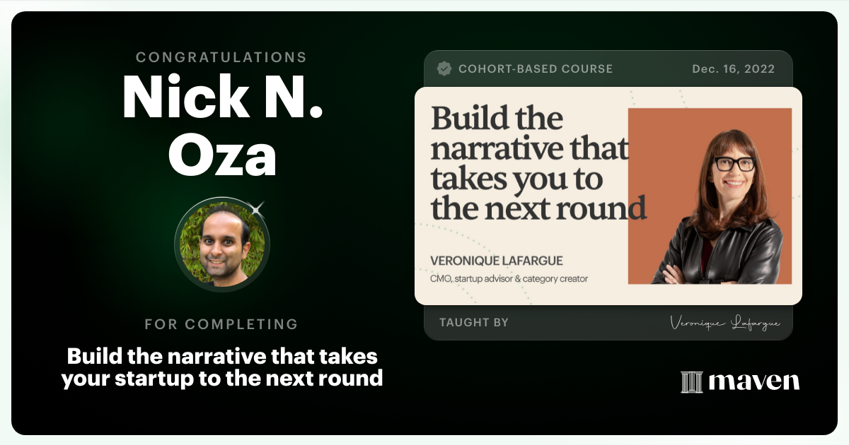 Certificate of Completion for Elevate your startup narrative for growth