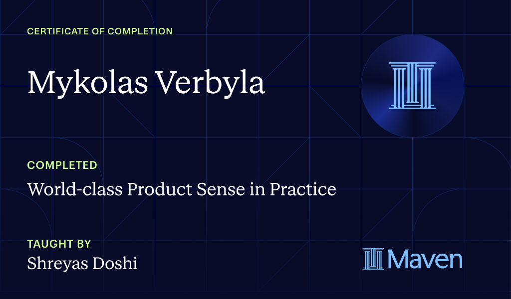 Certificate for World-class Product Sense in Practice