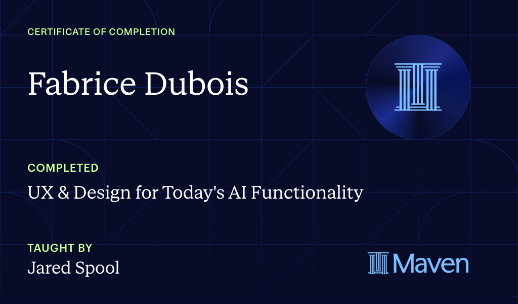 Certificate for UX & Design for Today's AI Functionality