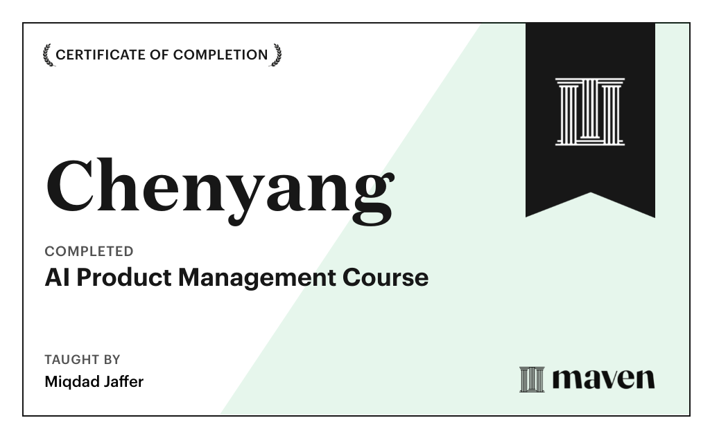 Certificate for AI Product Management Course