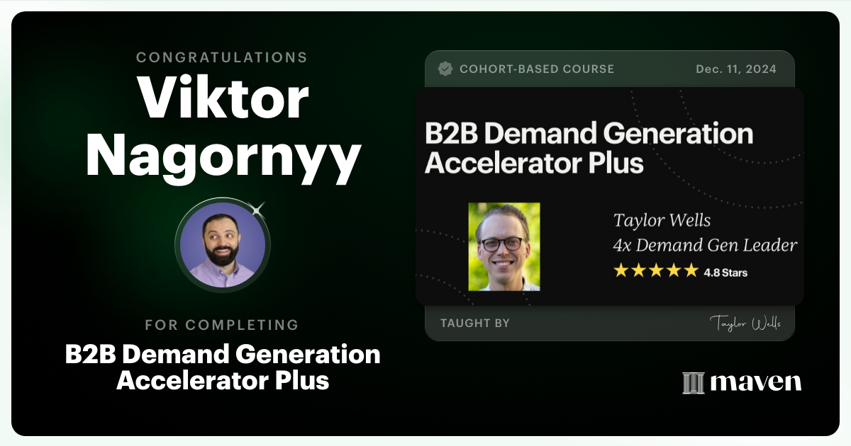 Certificate of Completion for B2B Demand Generation Accelerator