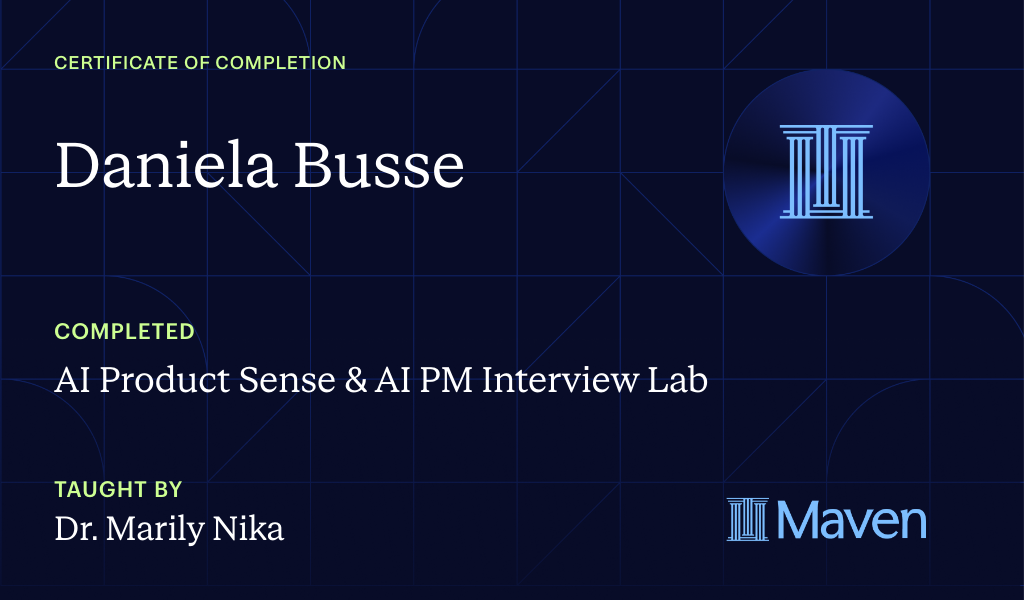 Certificate for AI Product Sense & AI PM Interview Lab