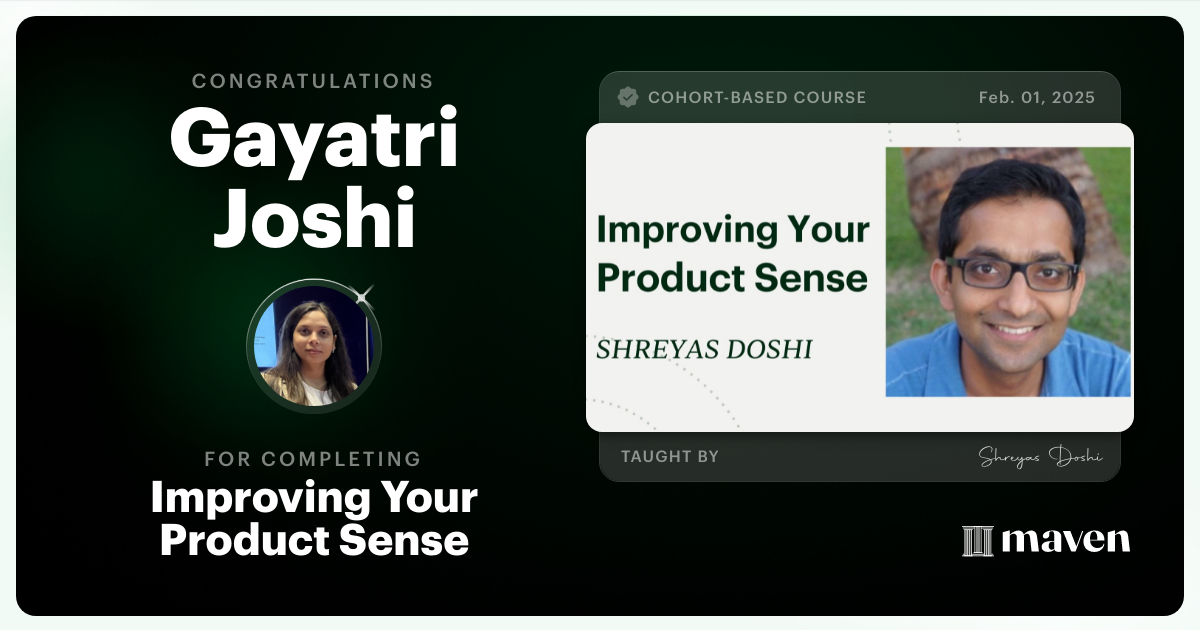 Certificate of Completion for World-class Product Sense in Practice