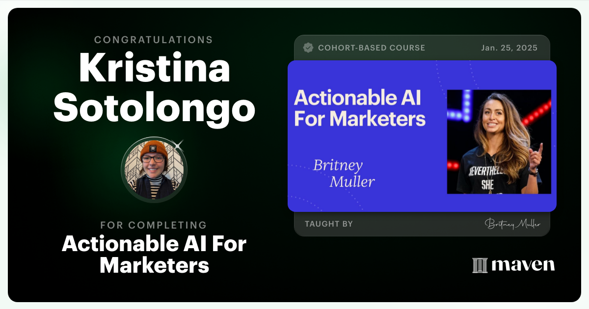 Certificate of Completion for Actionable AI For Marketers