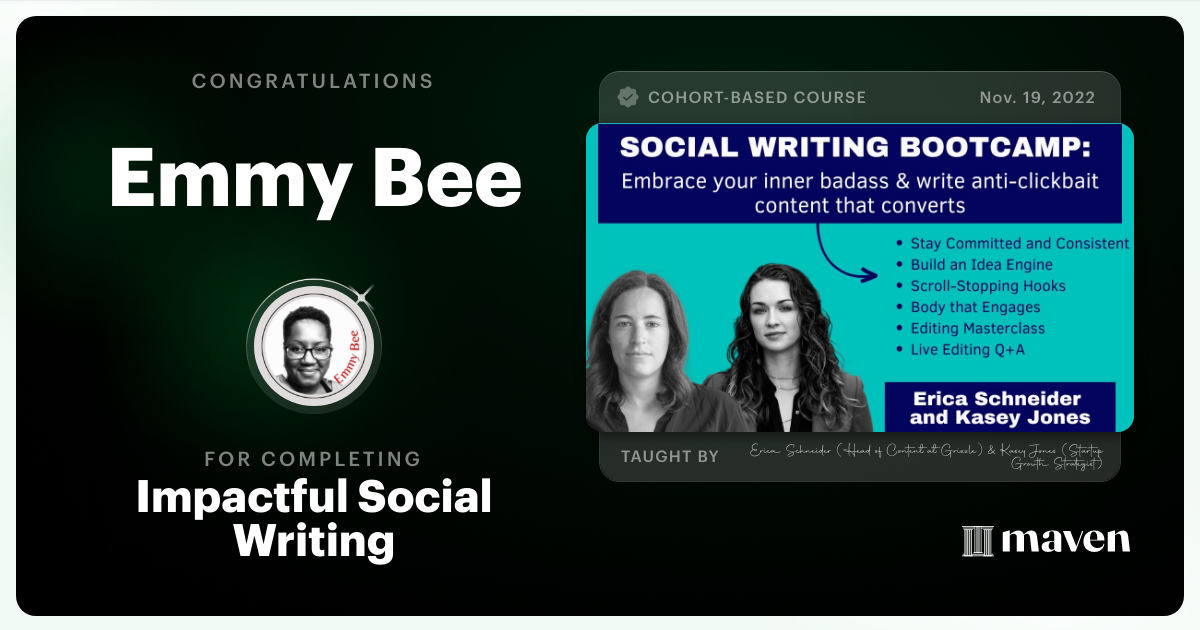 Certificate of Completion for Impactful Social Writing