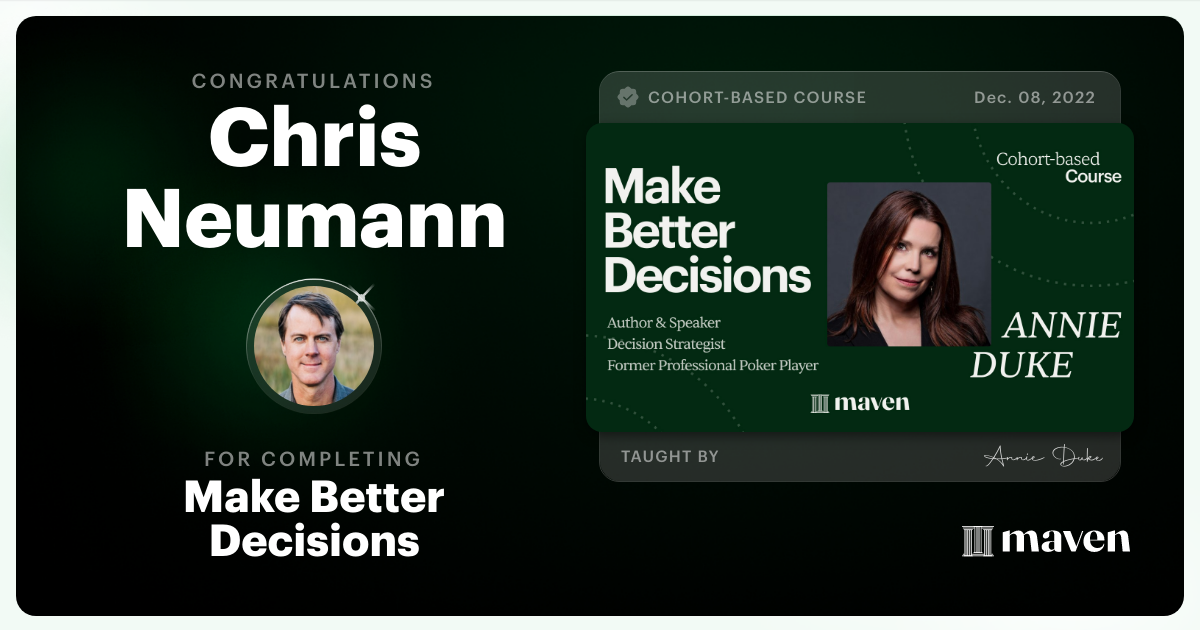 Certificate of Completion for Make Better Decisions