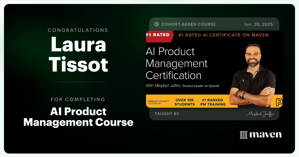 Certificate of Completion for AI Product Management Course