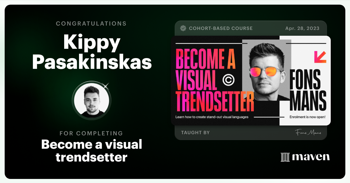 Certificate of Completion for Become a Visual Trendsetter