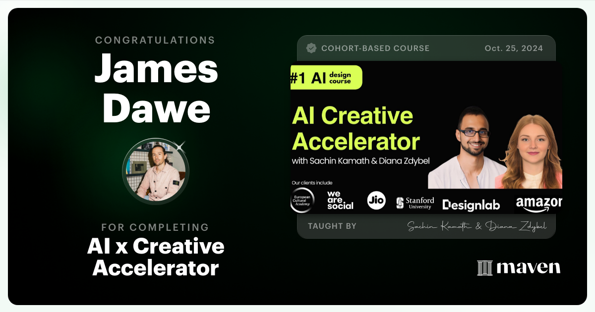 Certificate of Completion for AI x Creative Accelerator