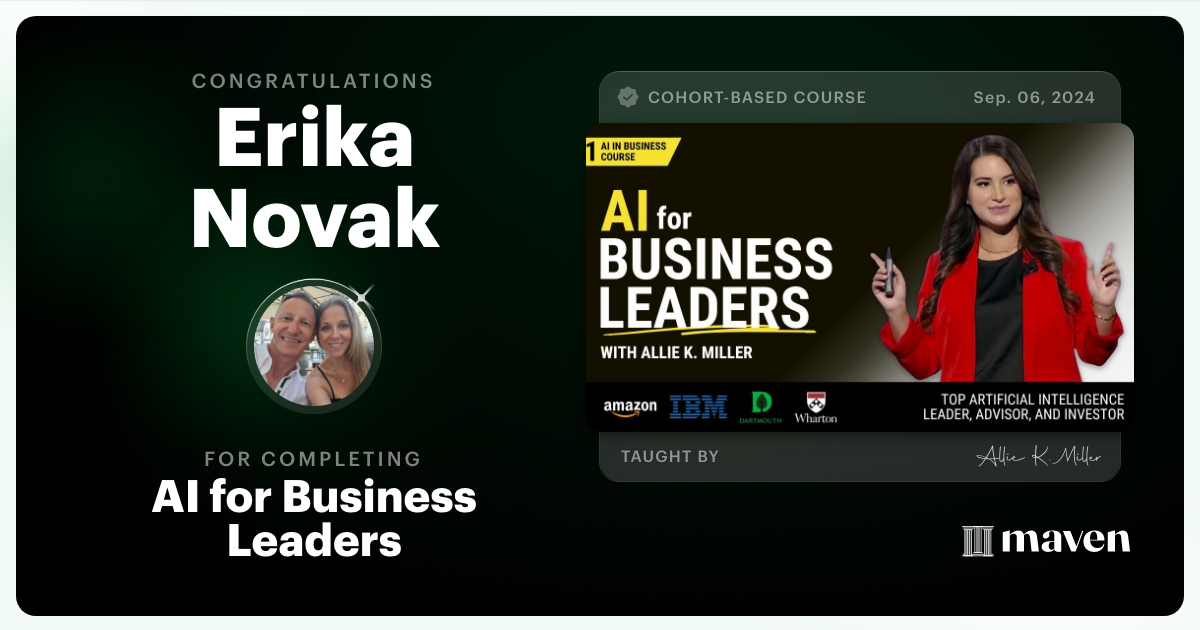 Certificate of Completion for AI for Business Leaders