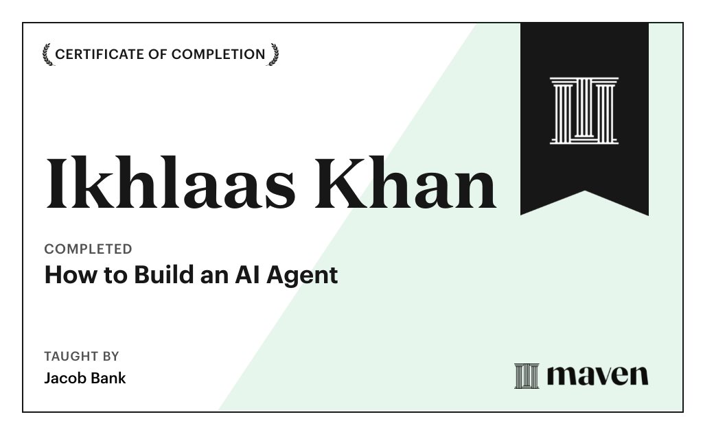 Certificate for AI Certification:  Agents & Workflows