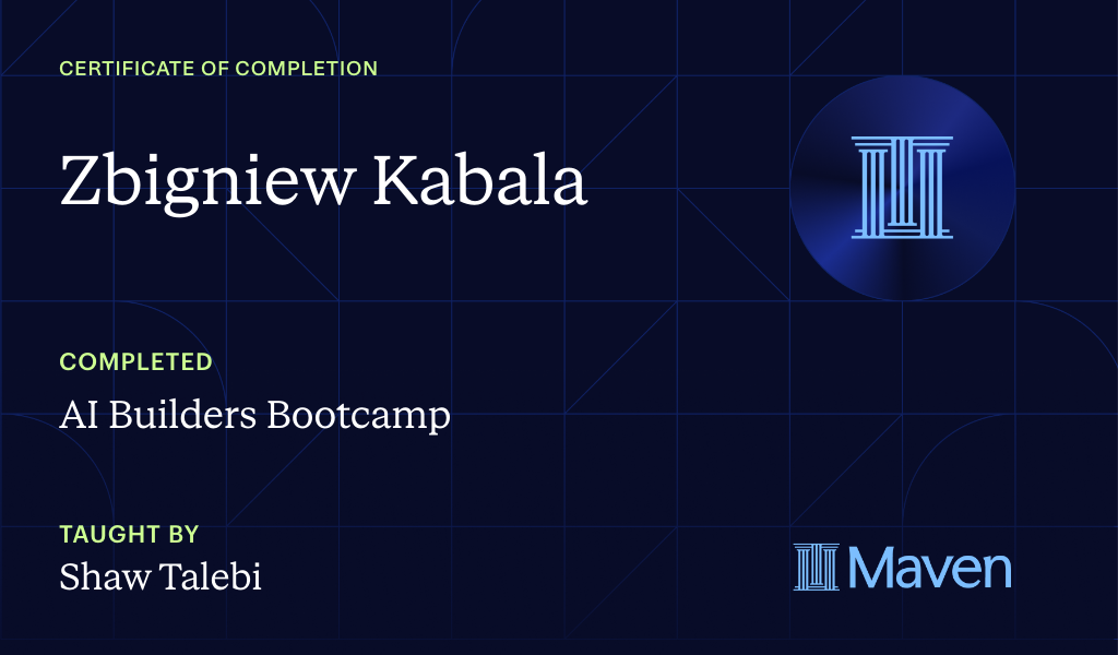 Certificate for AI Builders Bootcamp