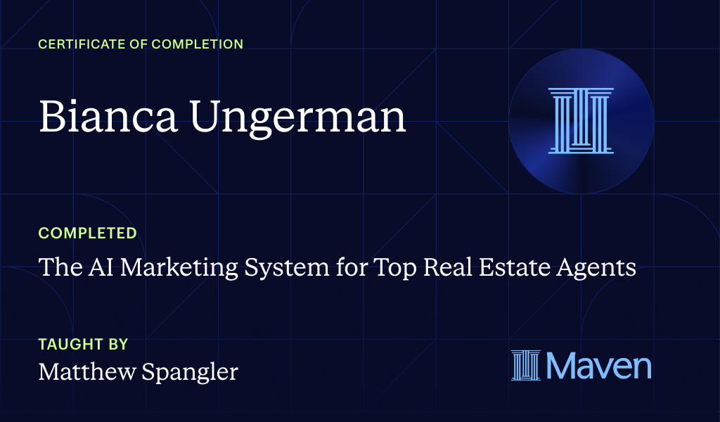Certificate for The AI Marketing System for Top Real Estate Agents