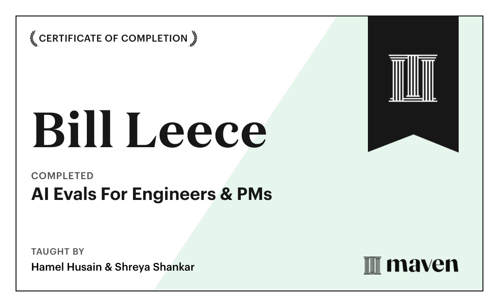 Certificate for AI Evals For Engineers & PMs