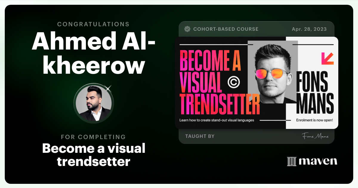 Certificate of Completion for Become a Visual Trendsetter