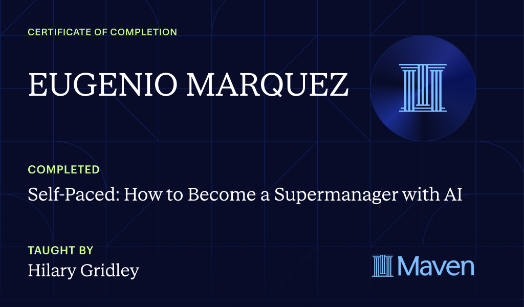 Certificate for Self-Paced: How to Become a Supermanager with AI