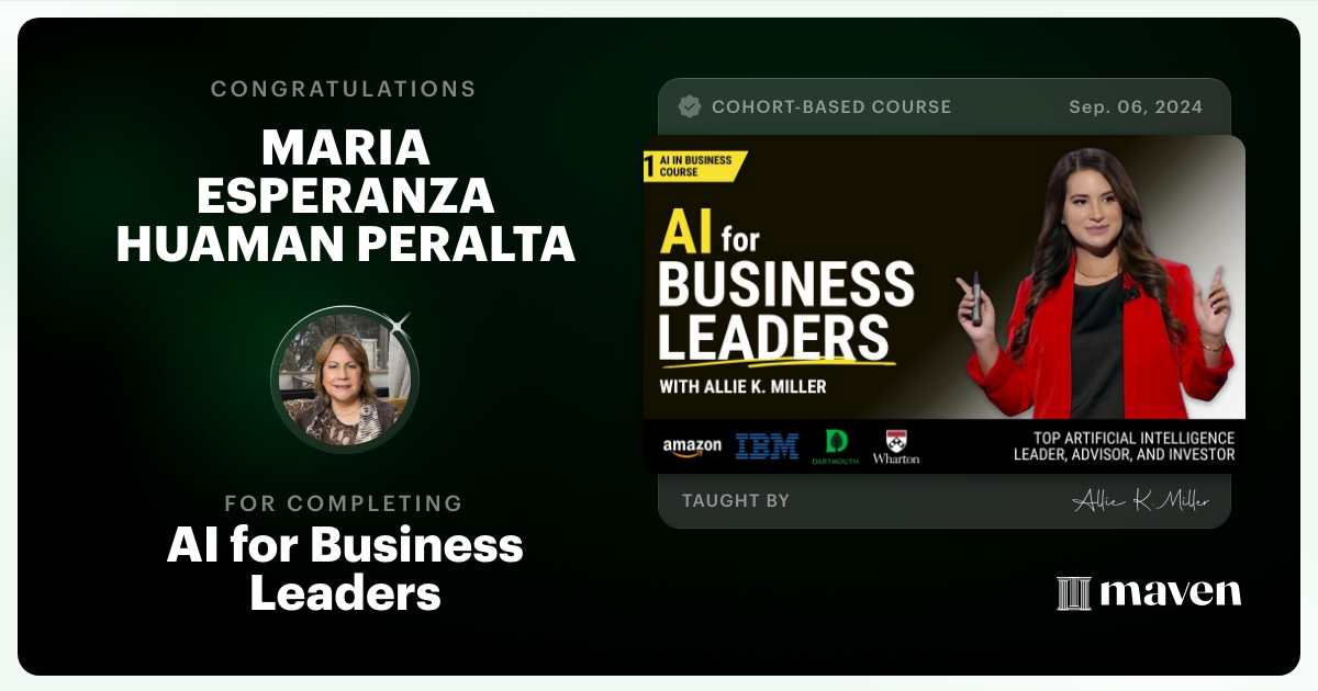 Certificate of Completion for AI for Business Leaders