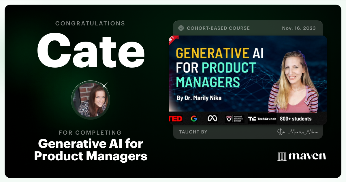 Certificate of Completion for Generative AI for Product Managers