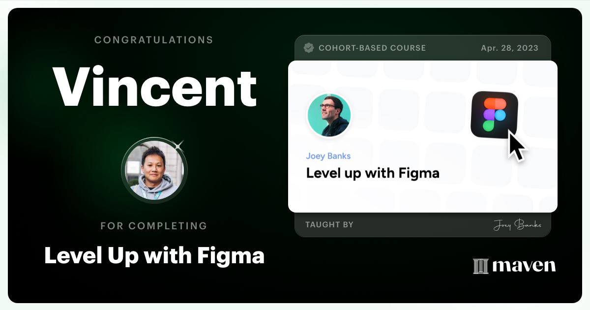 Certificate of Completion for Level Up with Figma