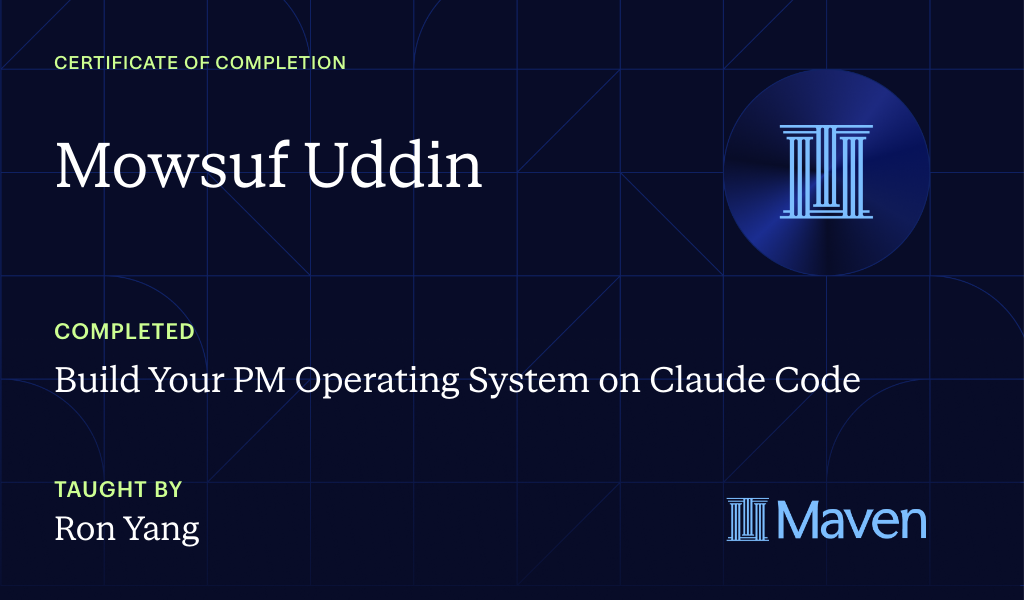Certificate for Build Your PM Operating System on Claude Code