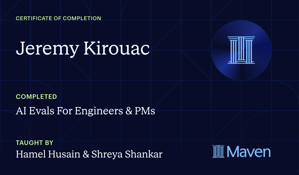 Certificate for AI Evals For Engineers & PMs