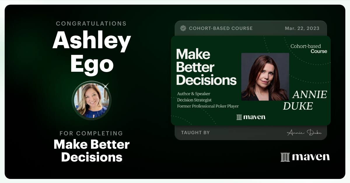 Certificate of Completion for Make Better Decisions