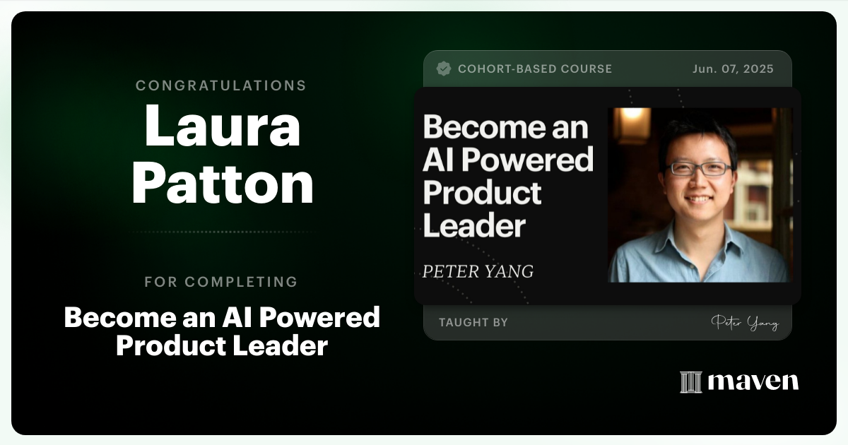 Certificate of Completion for Become an AI Powered Product Leader