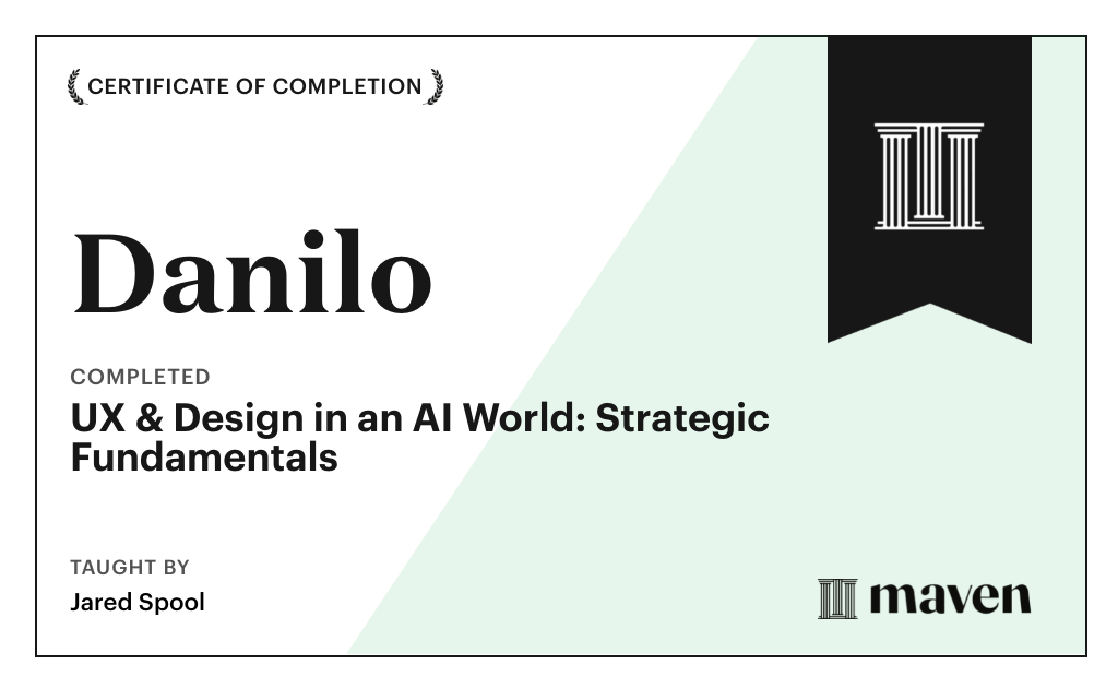Certificate for UX & Design for Today's AI Functionality