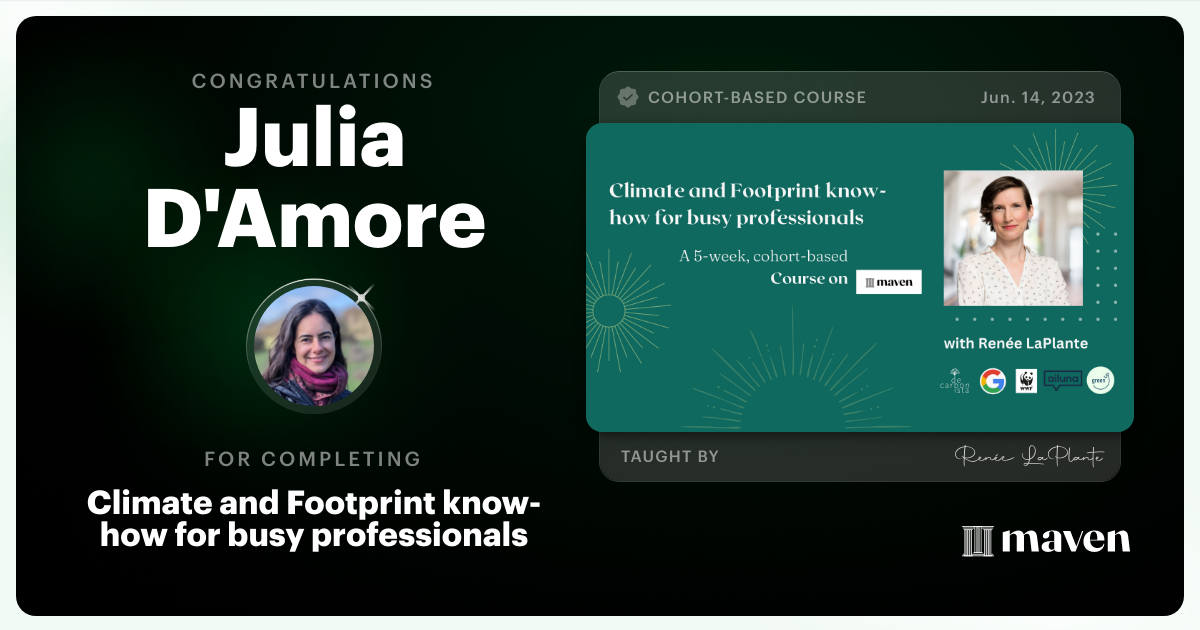 Certificate of Completion for Climate and Footprint know-how for busy professionals