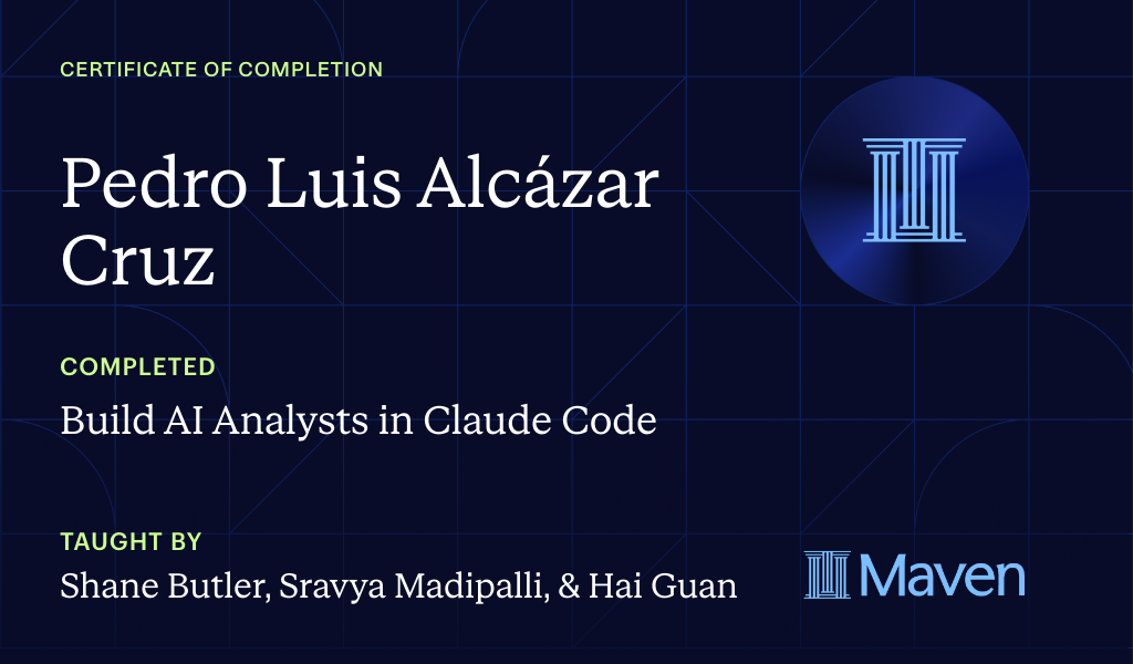 Certificate for Claude Code Analytics Bootcamp