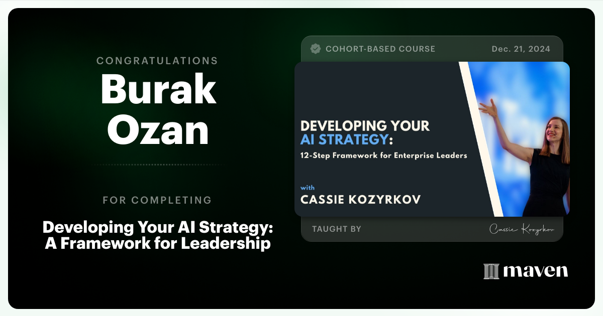 Certificate of Completion for Developing Your AI Strategy: A Framework for Leadership