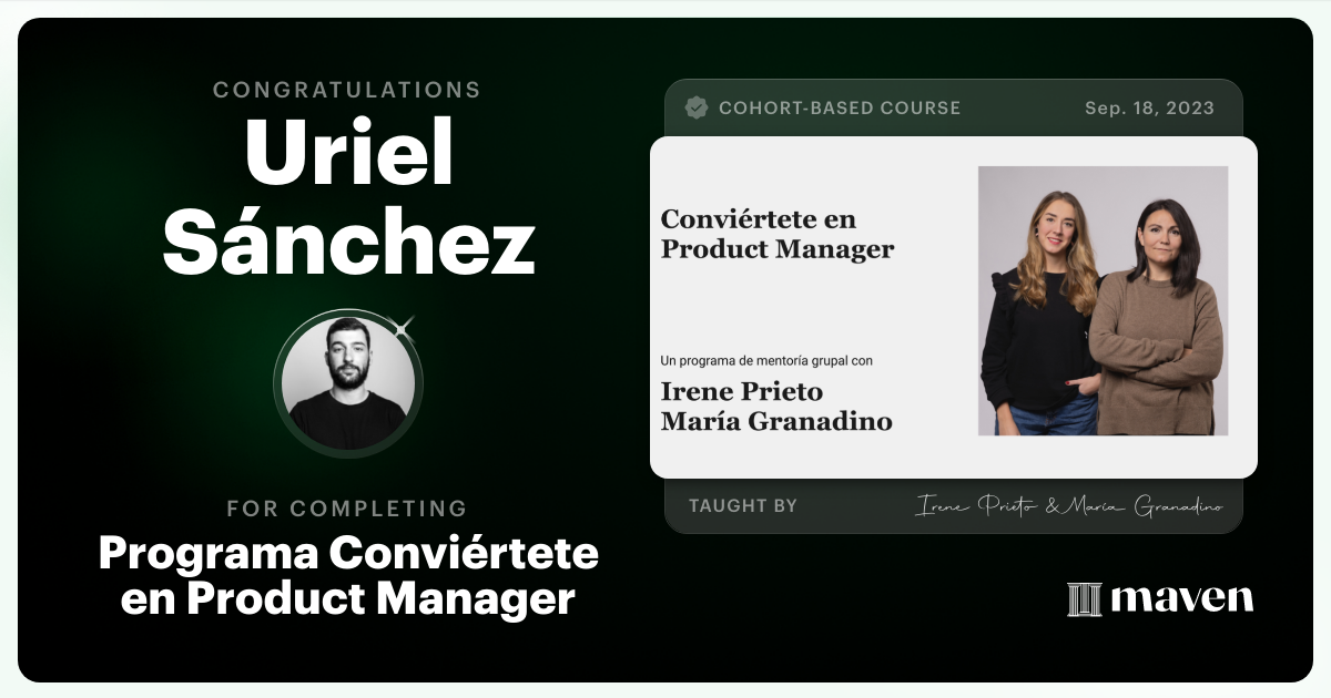 Certificate of Completion for Programa Conviértete en Product Manager