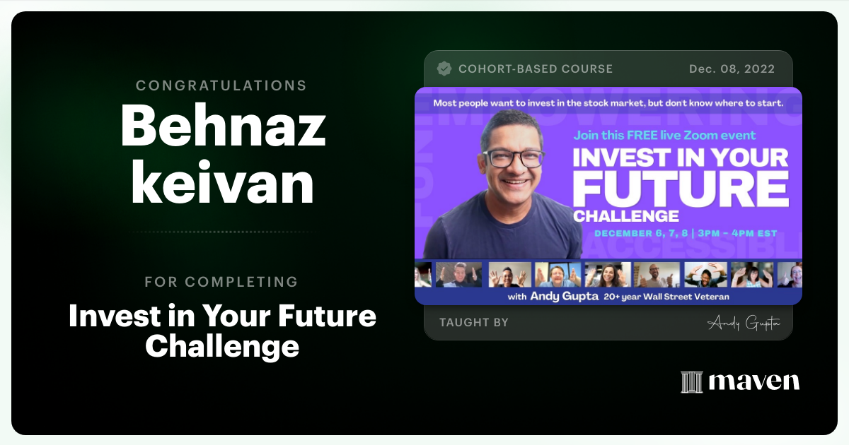 Certificate of Completion for Invest in Your Future Challenge