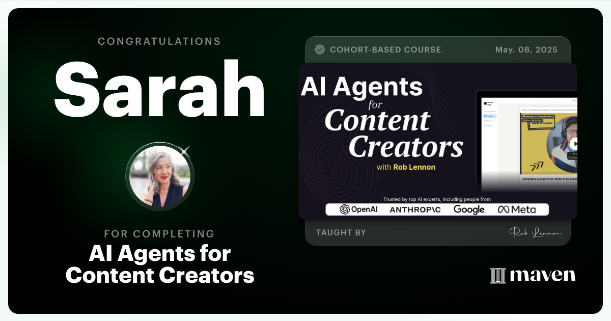 Certificate of Completion for AI Agents for Content Creators