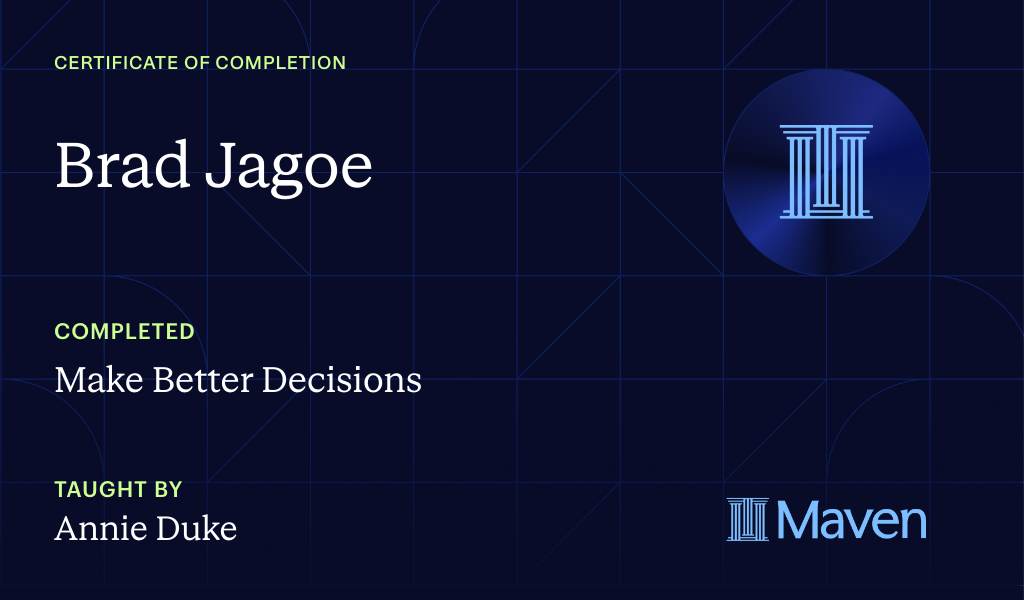 Certificate for Make Better Decisions