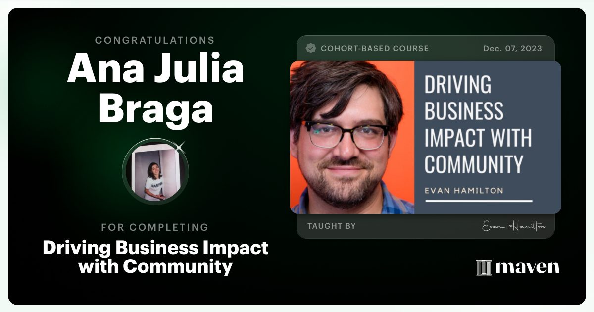 Certificate of Completion for Driving Business Impact with Community