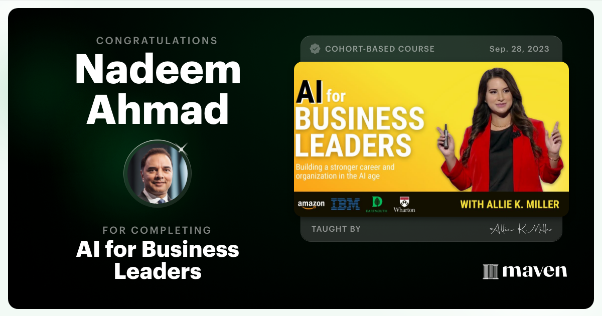 Certificate of Completion for AI for Business Leaders