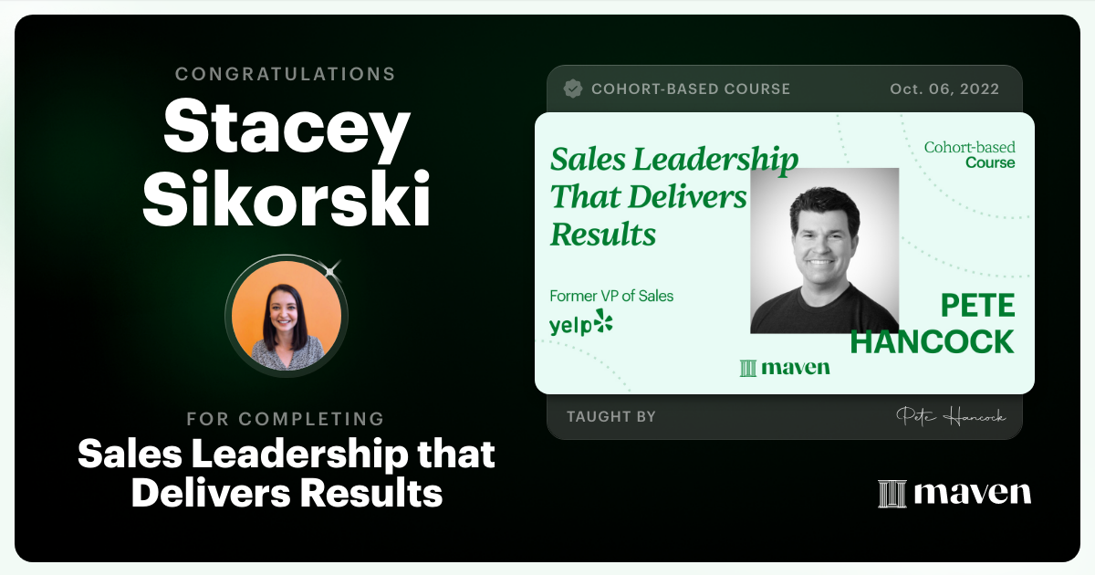 Certificate of Completion for Sales Leadership that Delivers Results