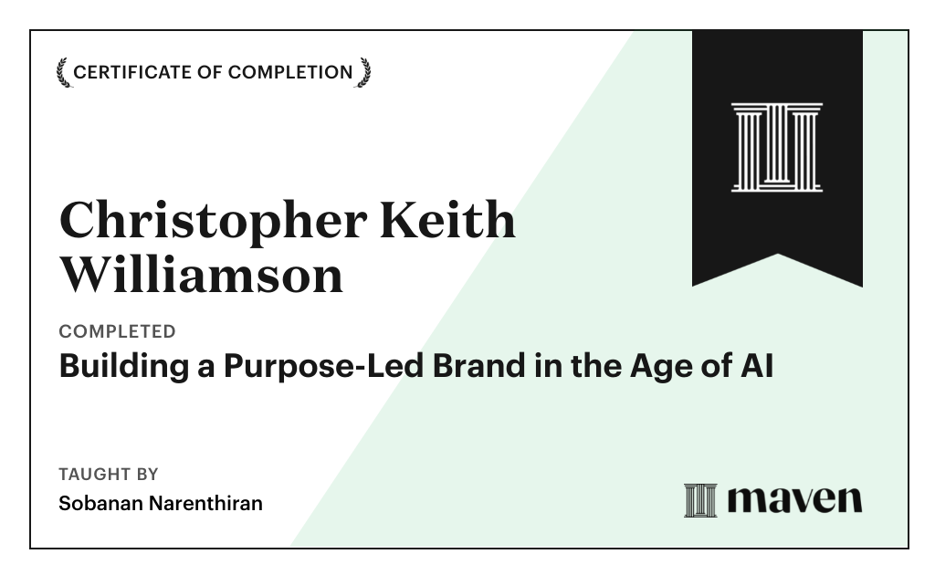 Certificate for Build an AI-Driven Purpose-Led Brand