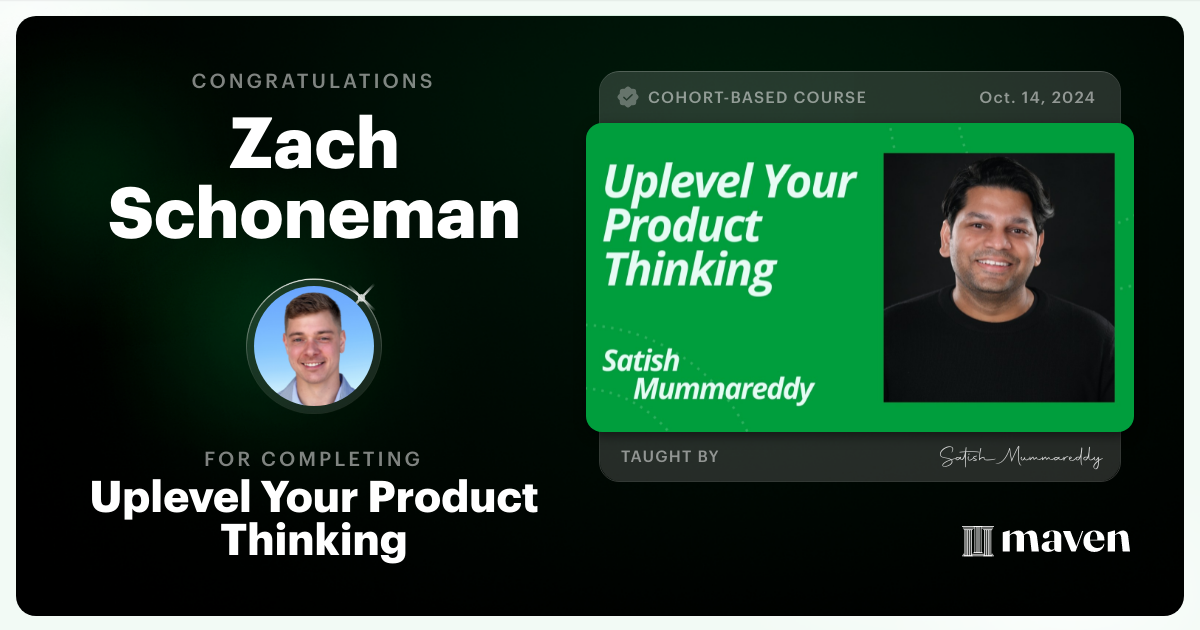 Certificate of Completion for Uplevel Your Product Thinking