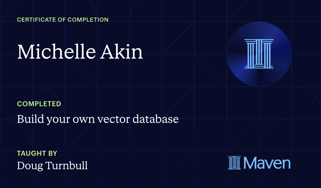 Certificate for Build your own vector database
