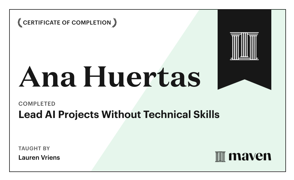 Certificate for Lead AI Projects Without Technical Skills