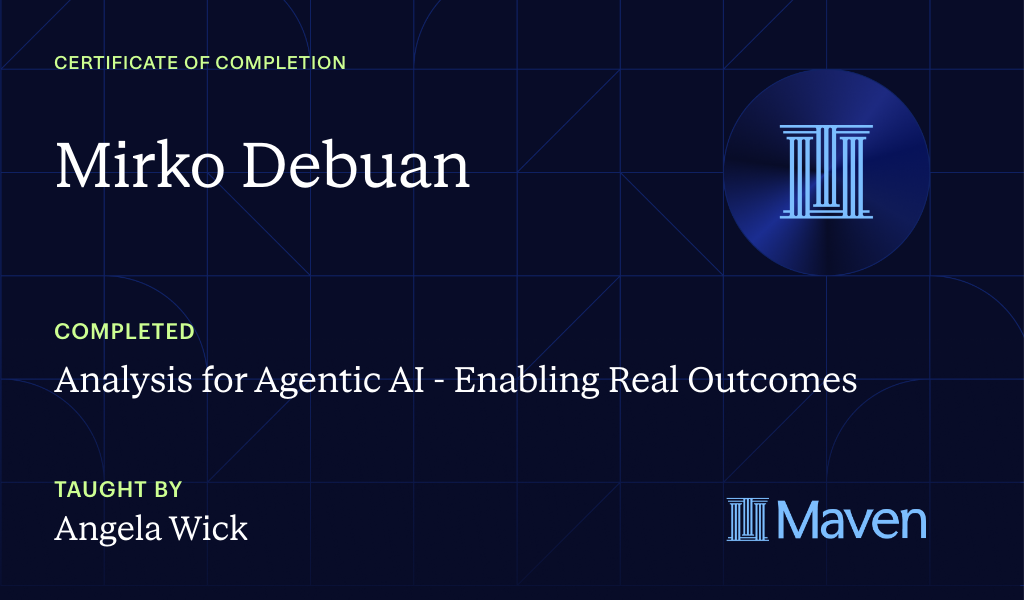 Certificate for Analysis Skills for Agentic AI