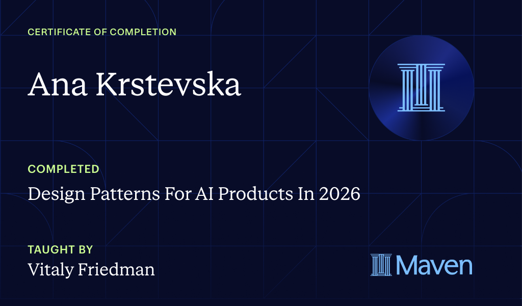 Certificate for Design Patterns For AI Products In 2027